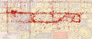A first-pass at the clumps of data at Penn. Large gatherings make it hard to discern where I’ve spent my time.